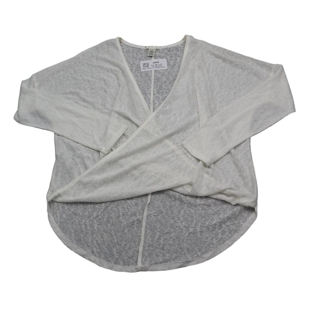 Bozzolo Shirt Womens M White Long Sleeve Vneck Pullover Sheer Mesh Blouse